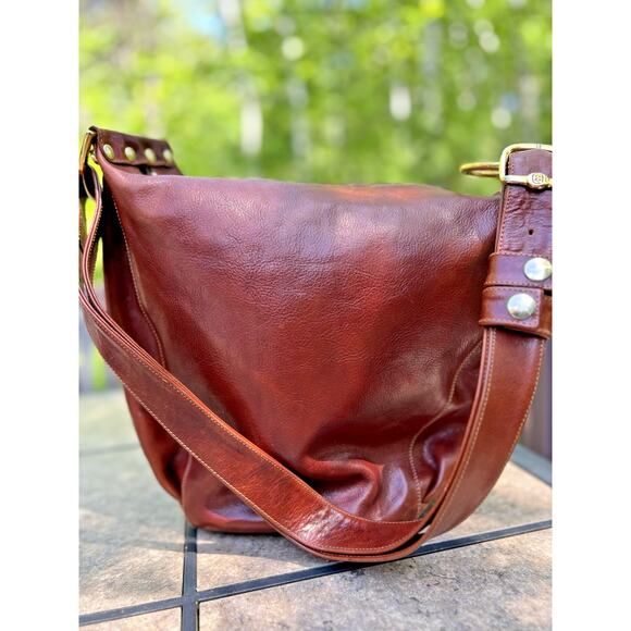 Marino Orlandi Handbags - Marino Orlandi Italian Leather Shoulder Bag Brown Handcrafted Purse Large Zipper